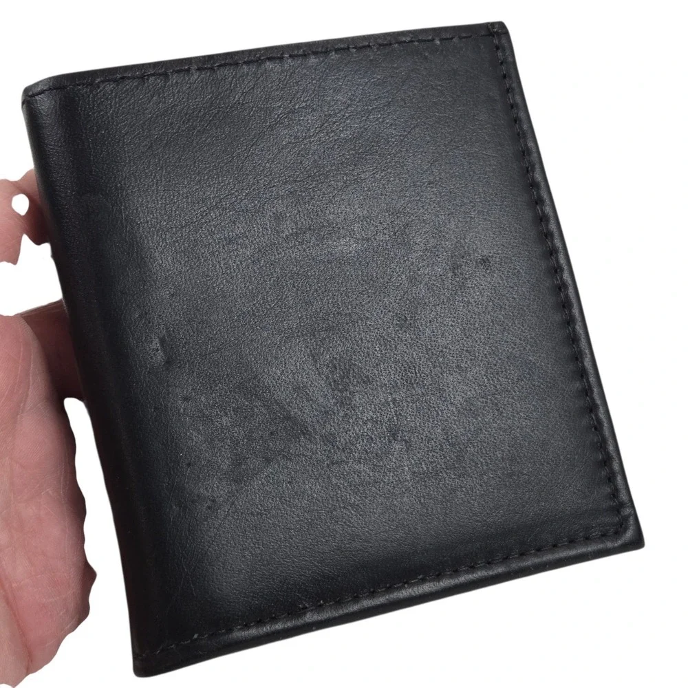 Boston Leather 6004 Recessed Badge Holder, ID Case and Wallet w CC Slots, Black